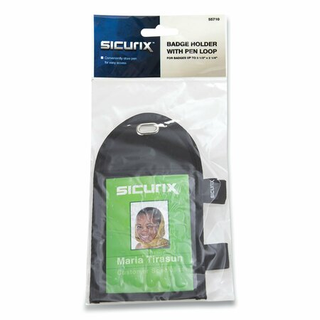 Sicurix ID Neck Pouch with Pen Loop, Vertical, 4 x 2.75, Black BAU55710